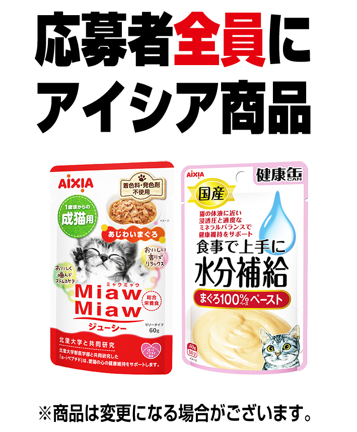 応募者全員にアイシア商品 ※商品は変更になる場合がございます。