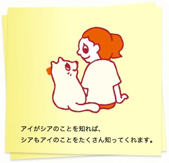 イラスト：アイがシアのことを知れば、シアもアイのことをたくさん知ってくれます。