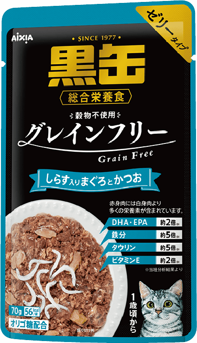 売却 アイシア 黒缶 グレインフリー パウチ 12袋 かつお節入りまぐろとかつお