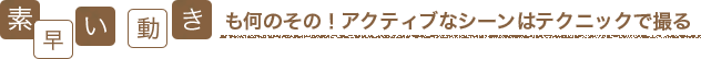 素早い動きも何のその！アクティブなシーンはテクニックで撮る