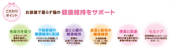 こだわりポイント　お部屋で暮らす猫の健康維持をサポート